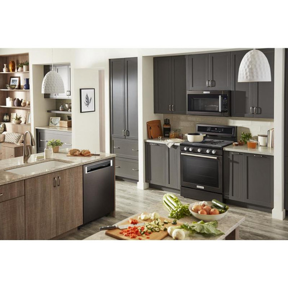 Kitchenaid® 30-Inch 5-Burner Gas Convection Range KFGG500EBS