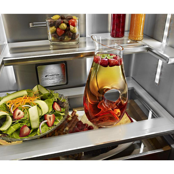 Kitchenaid® 23.8 cu. ft. 36" Counter-Depth French Door Platinum Interior Refrigerator with PrintShield™ Finish KRFC704FPS