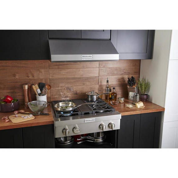 Kitchenaid® 30" 585 CFM Motor Class Commercial-Style Under-Cabinet Range Hood System KVUC600KSS