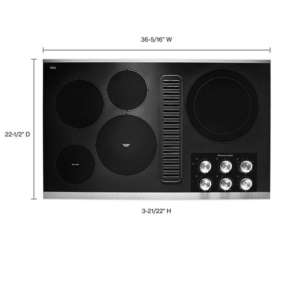 Kitchenaid® 36" Electric Downdraft Cooktop with 5 Elements KCED606GSS