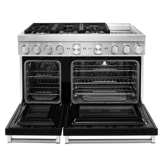 KitchenAid® 48'' Smart Commercial-Style Dual Fuel Range with Griddle KFDC558JBK