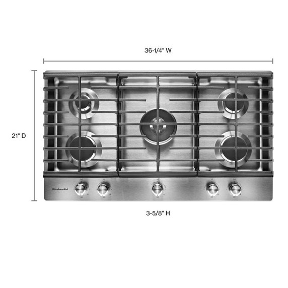 Kitchenaid® 36" 5-Burner Gas Cooktop KCGS556ESS