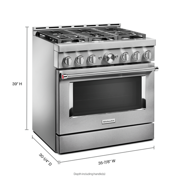 KitchenAid® 36'' Smart Commercial-Style Gas Range with 6 Burners KFGC506JSS