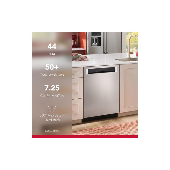 Kitchenaid® 44 dBA Dishwasher in PrintShield™ Finish with 360° Max Jets™ Third Rack KDPM604KPS