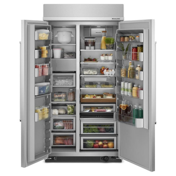 Kitchenaid® 25.5 Cu Ft. 42" Built-In Side-by-Side Refrigerator with PrintShield™ Finish KBSN702MPS Kitchenaid® 25.5 Cu Ft. 42" Built-In Side-by-Side Refrigerator with PrintShield™ Finish KBSN702MPS