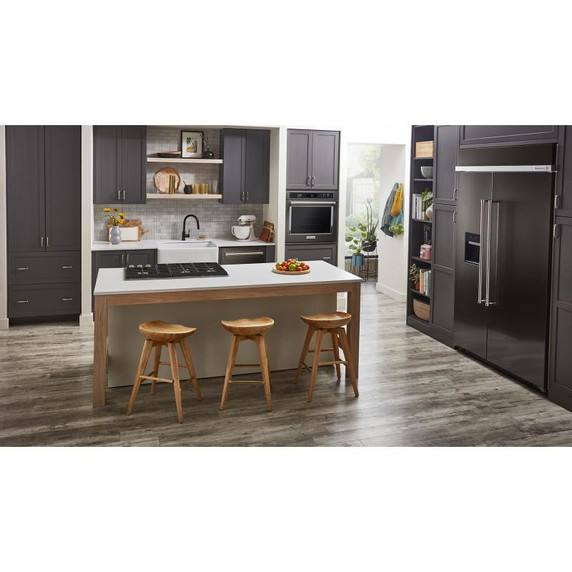 Kitchenaid® 29.4 Cu. Ft. 48" Built-In Side-by-Side Refrigerator with Ice and Water Dispenser KBSD708MBS