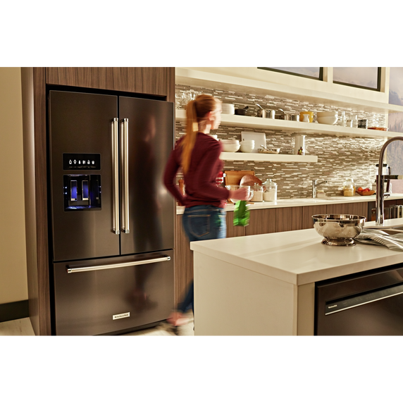 Kitchenaid® 26.8 Cu. Ft. Standard-Depth French Door Refrigerator with Exterior Ice and Water Dispenser KRFF577KBS