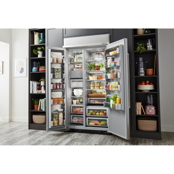Kitchenaid® 30 Cu. Ft. 48 Built-In Side-by-Side Refrigerator with PrintShield™ Finish KBSN708MBS