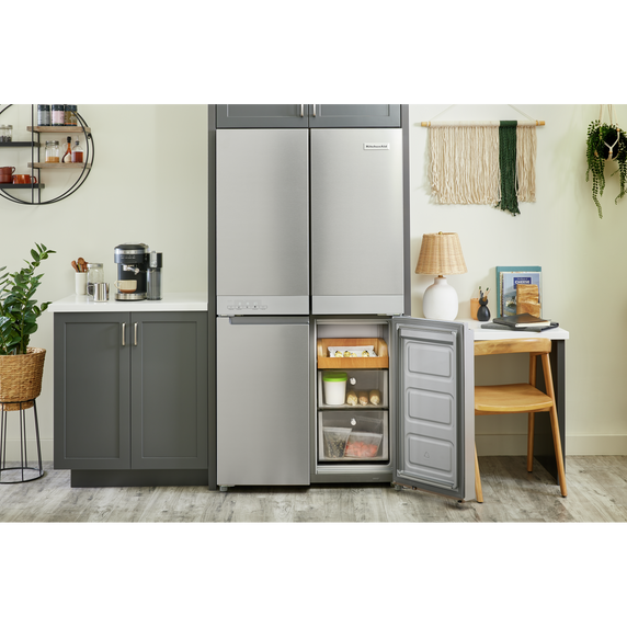 Kitchenaid® 19.4 cu. ft. 36-inch wide Counter-Depth 4-Door Refrigerator with PrintShield™ Finish KRQC506MPS