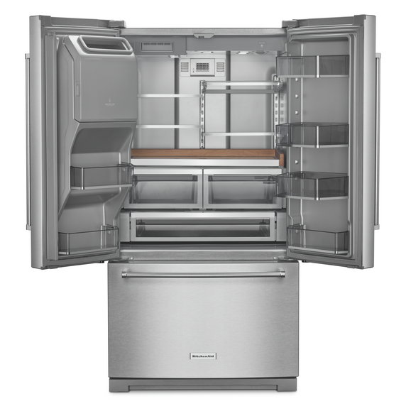 Kitchenaid® 26.8 Cu. Ft. Standard-Depth French Door Refrigerator with Exterior Ice and Water Dispenser KRFF577KPS