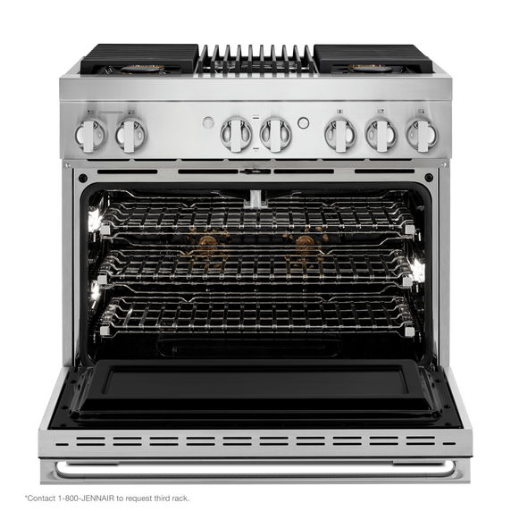 Jennair® NOIR™ 36 Dual-Fuel Professional Range with Gas Grill JDRP636HM