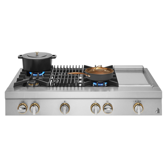 Jennair® RISE™ 48 Gas Professional-Style Rangetop with Chrome-Infused Griddle and Grill JGCP748HL