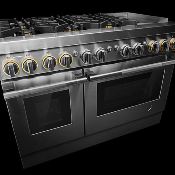 Jennair® 48" RISE™ Dual-Fuel Professional-Style Range with Chrome-Infused Griddle JDRP548HL