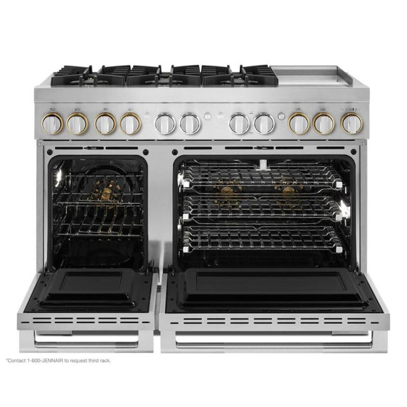 Jennair® 48" RISE™ Dual-Fuel Professional-Style Range with Chrome-Infused Griddle JDRP548HL