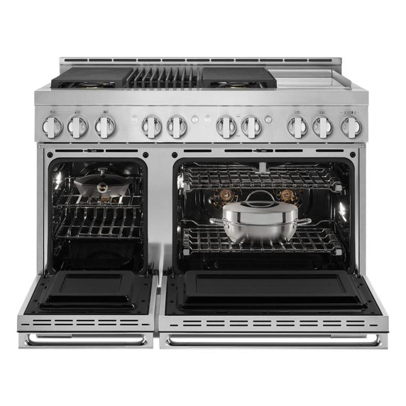 Jennair® 48" NOIR™ Gas Professional-Style Range with Chrome-Infused Griddle and Infrared Grill JGRP748HM