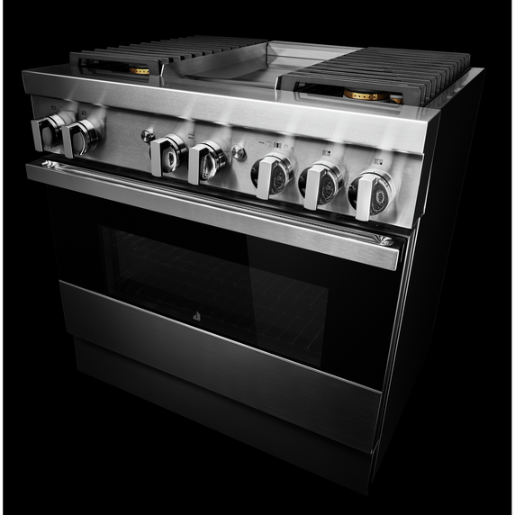 Jennair® NOIR™ 36 Dual-Fuel Professional Range with Chrome-Infused Griddle JDRP536HM