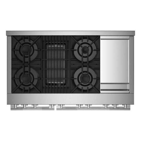 Jennair® 48" RISE™ Gas Professional-Style Range with Chrome-Infused Griddle and Infrared Grill JGRP748HL
