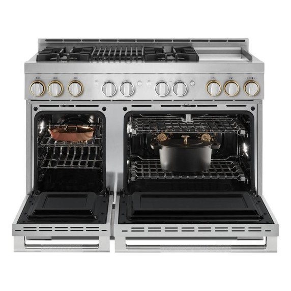 Jennair® 48" RISE™ Gas Professional-Style Range with Chrome-Infused Griddle and Infrared Grill JGRP748HL