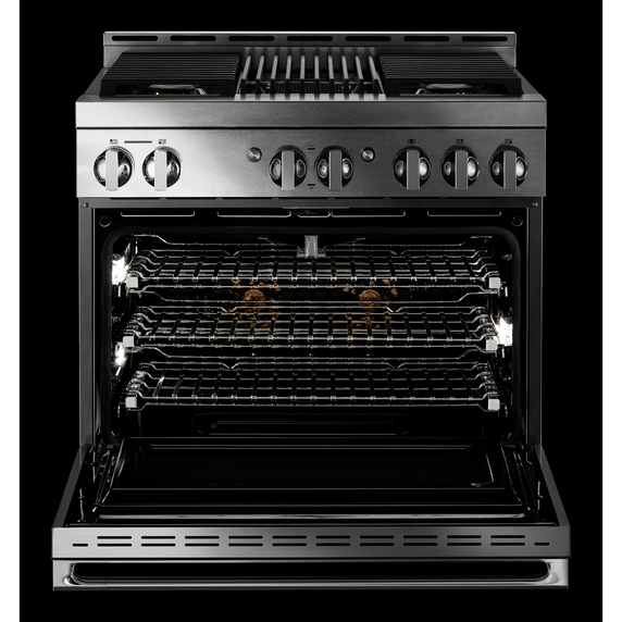 Jennair® NOIR™ 36 Gas Professional-Style Range with Grill JGRP636HM