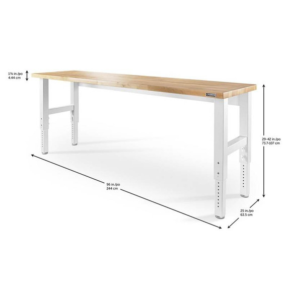 Gladiator® 8' (243.8 cm) Wide Adjustable Height Hardwood Workbench GAWB08HWGW