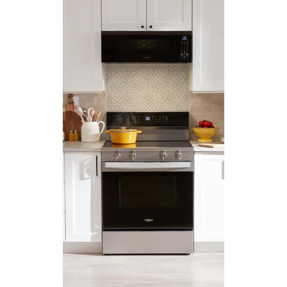Whirlpool® 30-inch Smart Electric Smart Range with Air Cooking Technology, No Preheat Air Fry, High Speed Preheat Oven, WipeClean™ Coating, and Steam/Self Clean YWFES7530RB