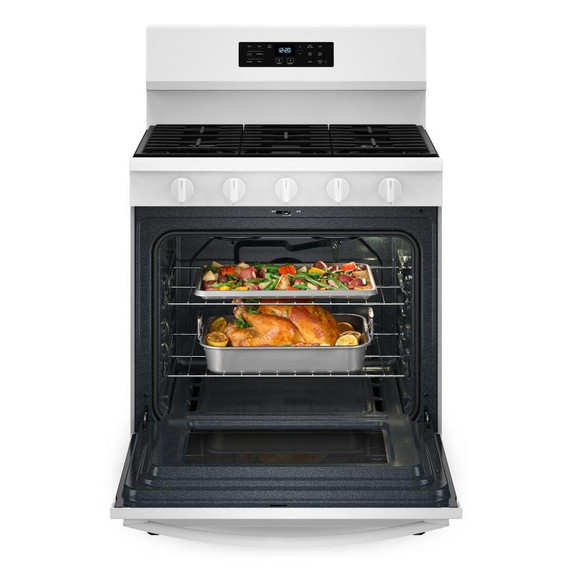 Whirlpool® 30-inch Gas Range with Air Fry and Air Baking, Self Cleaning, Rapid Preheat 5.0 CuFt Capacity WFGS5030RW