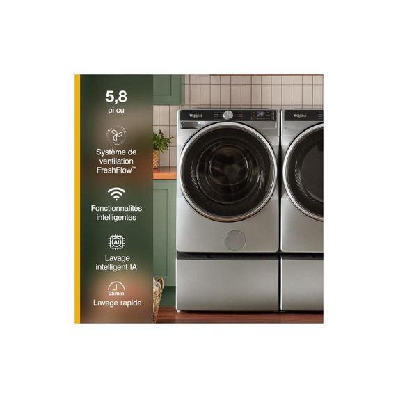 Whirlpool® 5.8 cu. ft. Smart Front Load ENERGY STAR® Certified Washer with FreshFlow™ Vent System and AI Intelligent Wash WFW6720RR Whirlpool® 5.8 cu. ft. Smart Front Load ENERGY STAR® Certified Washer with FreshFlow™ Vent System and AI Intelligent Wash WFW6720RR