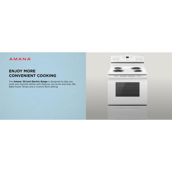 30-inch Amana® Electric Range with Bake Assist Temps ACR4303MFW 30-inch Amana® Electric Range with Bake Assist Temps ACR4303MFW