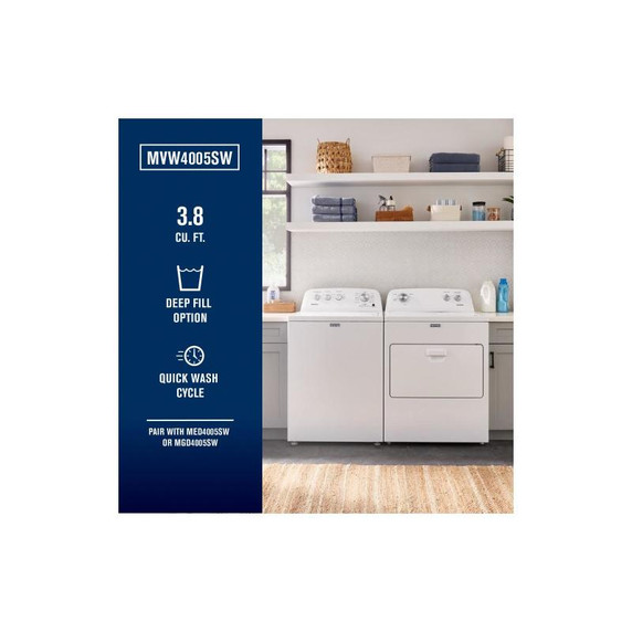 Maytag® Top Load Washer with Deep Fill - 4.4 cu. ft. MVW4005SW Maytag® Top Load Washer with Deep Fill - 4.4 cu. ft. MVW4005SW