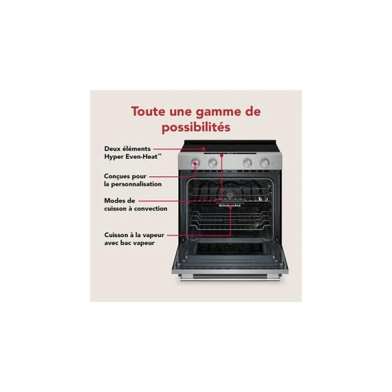 Kitchenaid® 5.3 Cu. Ft. Slide-in Electric Range with Two Even-Heat™ Hyper Elements and Convection Cooking Modes YKSES530SPS