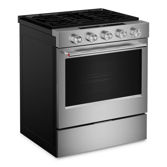 Kitchenaid® 5.0 Cu. Ft. Smart Slide-in Gas Range with Convection Cooking Modes and 2-in-1 Burner KSGS530SPS