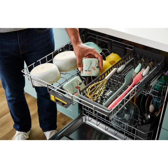 Whirlpool® 24-Inch Dishwasher with Total Coverage Wash Action and Auto Open Air Dry in Fingerprint Resistant Black Stainless WDTS8024SV