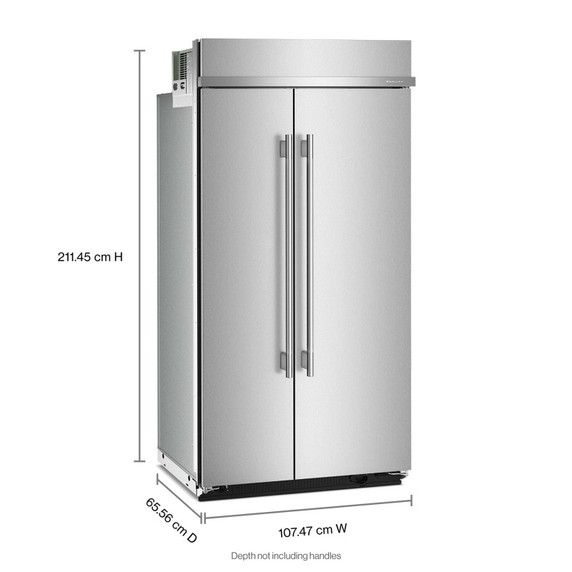 Kitchenaid® 25.5 Cu. Ft. 42" Built-In Side-by-Side Refrigerator with Platinum Interior KBSN742SPS