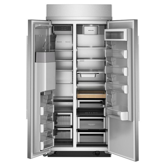 Kitchenaid® 20.8 Cu. Ft. 36" Built-In Side-by-Side Refrigerator features Exterior Water and Ice Dispenser with Measured Fill KBSD736SPS Kitchenaid® 20.8 Cu. Ft. 36" Built-In Side-by-Side Refrigerator features Exterior Water and Ice Dispenser with Measured Fill KBSD736SPS