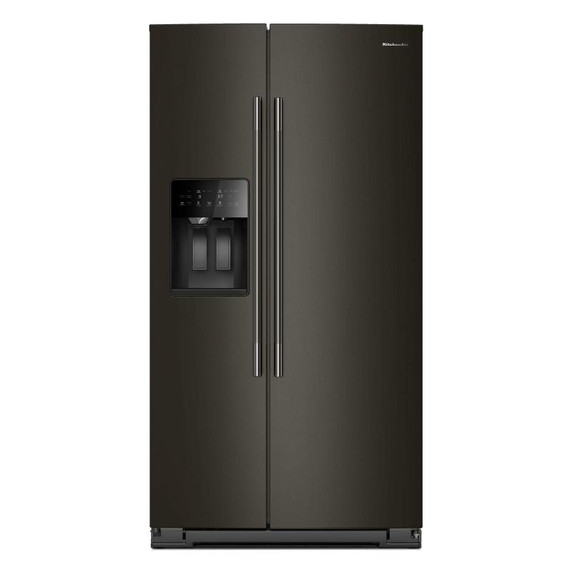 Kitchenaid® 20.8 Cu. Ft. Counter-Depth Side-by-Side Refrigerator with Exterior Ice and Water Dispenser in Black Ore KRSC536RBE