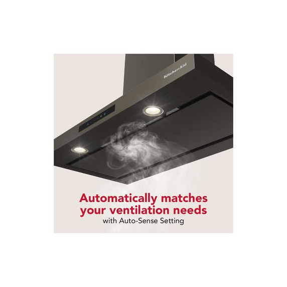 KitchenAid® 36-inch Wall-Mount, 4-Speed Canopy Hood KVWC736SBE