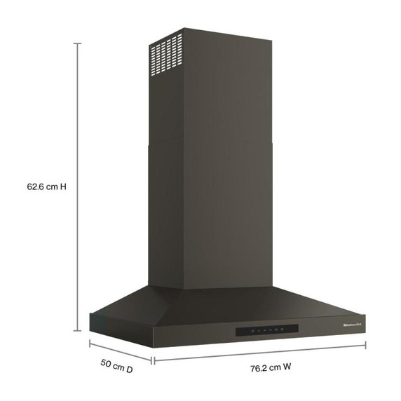 KitchenAid® 30-inch Wall-Mount, 4-Speed Canopy Hood KVWC730SBE