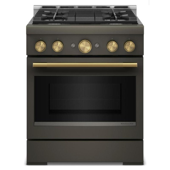 KitchenAid® 30-Inch 4 Burner Commercial-Style Gas Range with No Preheat Air Fry Mode KFGS930SBE