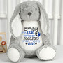 Hebrew Name Personalised Bunny Rabbit Plush Cuddly Toy Birth Stats embroidered