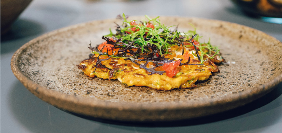 Spanner Crab Okonomiyaki (Japanese Pancake) 