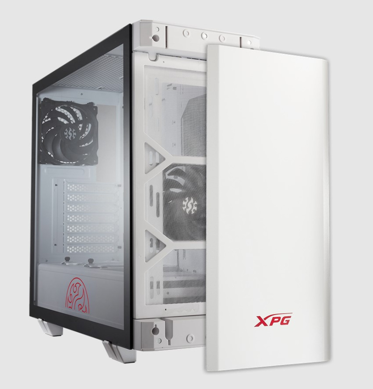 XPG INVADER White Mid-Tower Chassis w/ ARGB Downlight | Includes 2  pre-installed Vento 120 Fans - PC Case 7 PCIe Slots