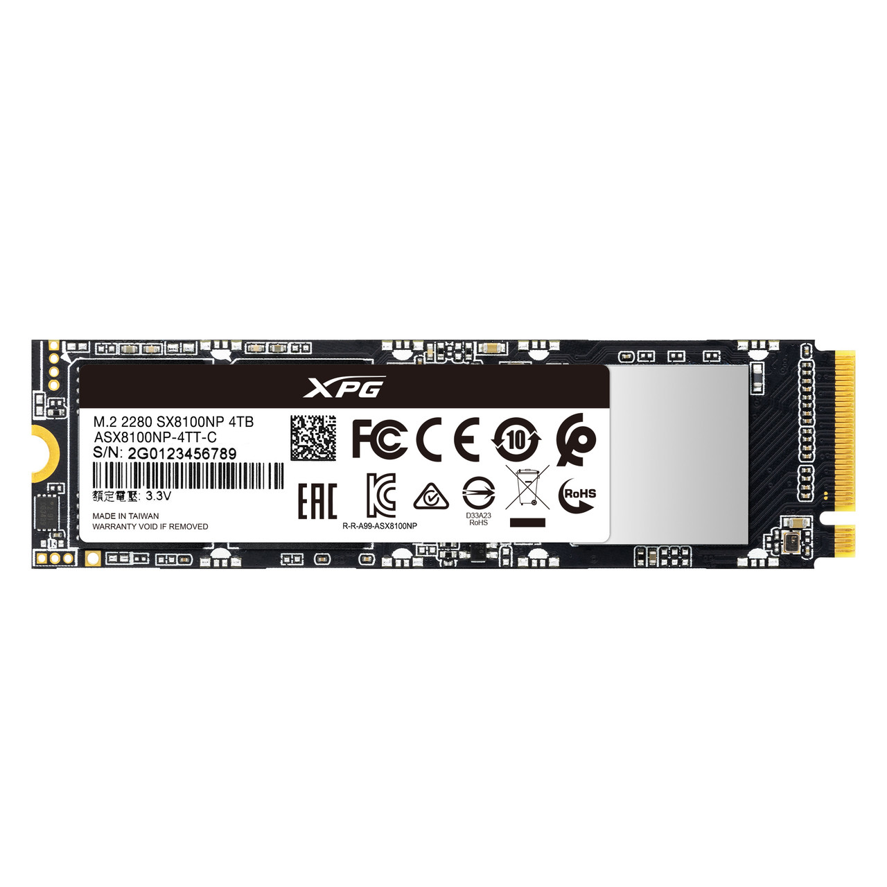 XPG SX8100 Series: 4TB M.2 NVMe PCIe Gen3x4 Internal Solid State Drive 3D  NAND | Up to 3500 MBps - Black SSD | 1PK