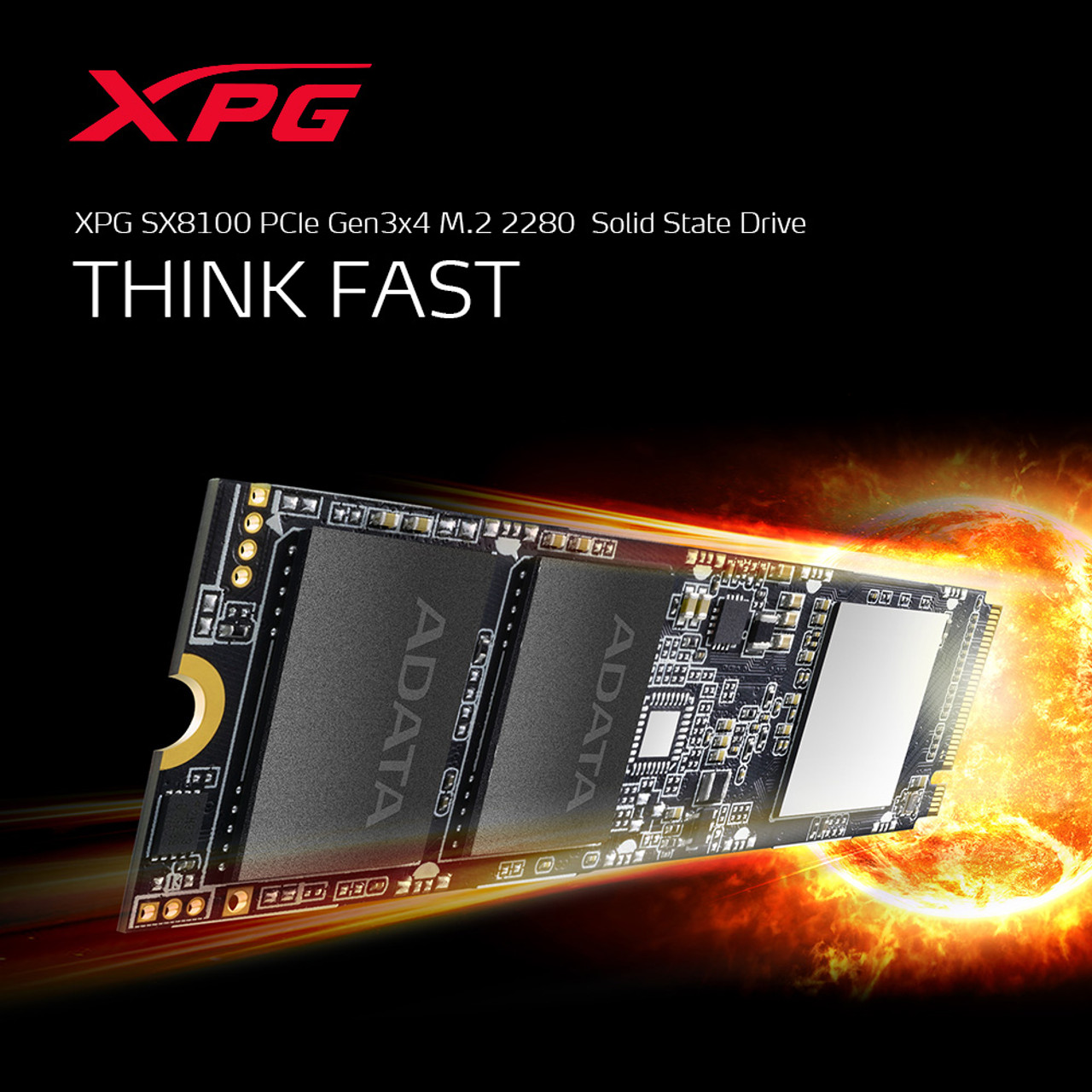 XPG SX8100 Series: 4TB M.2 NVMe PCIe Gen3x4 Internal Solid State Drive 3D  NAND | Up to 3500 MBps - Black SSD | 1PK