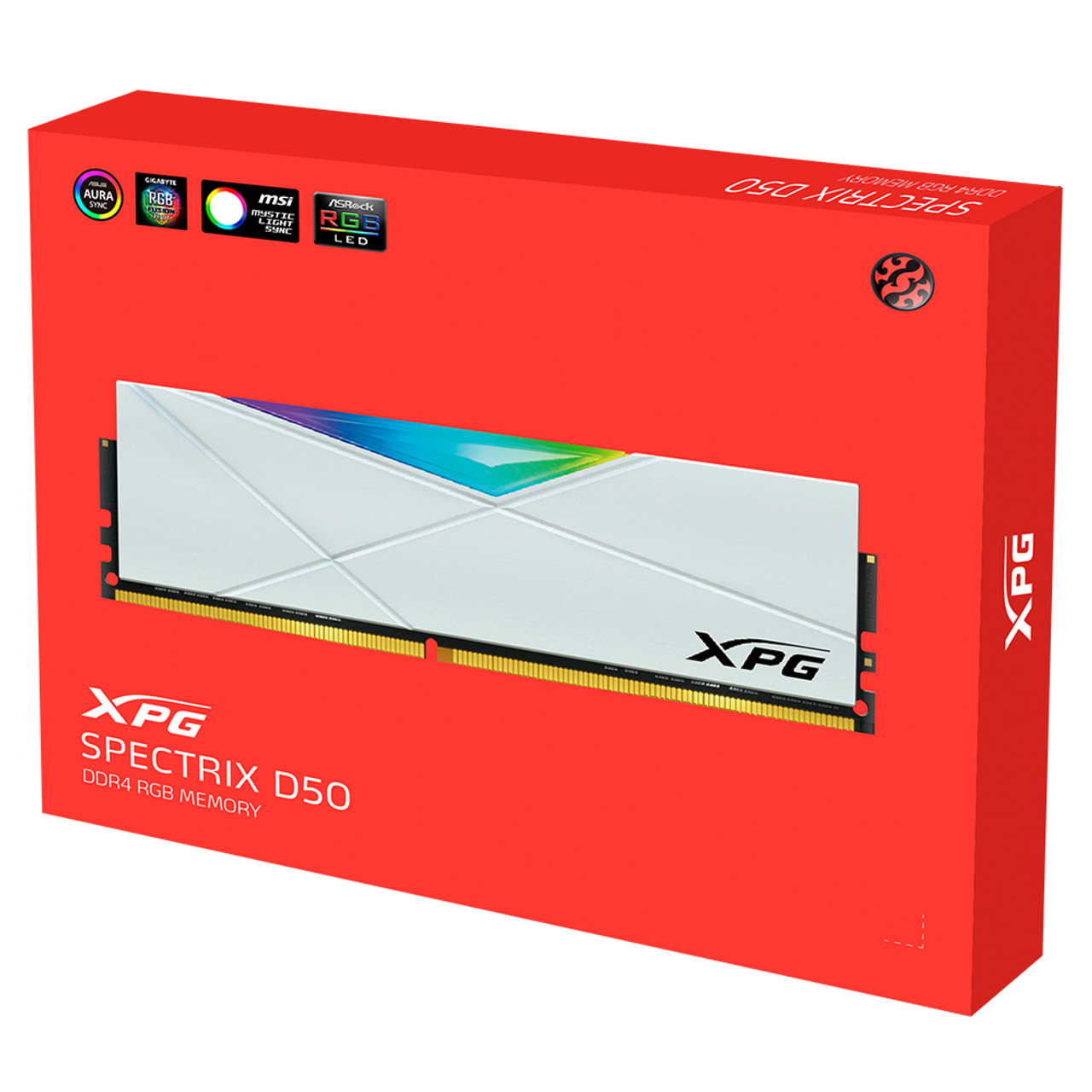 XPG SPECTRIX D50 RGB Desktop Memory 32GB (2x16GB) DDR4 3200MHz CL16-22-22 |  RGB w/ White Heatsink - 2PK | RAM PC4-25600