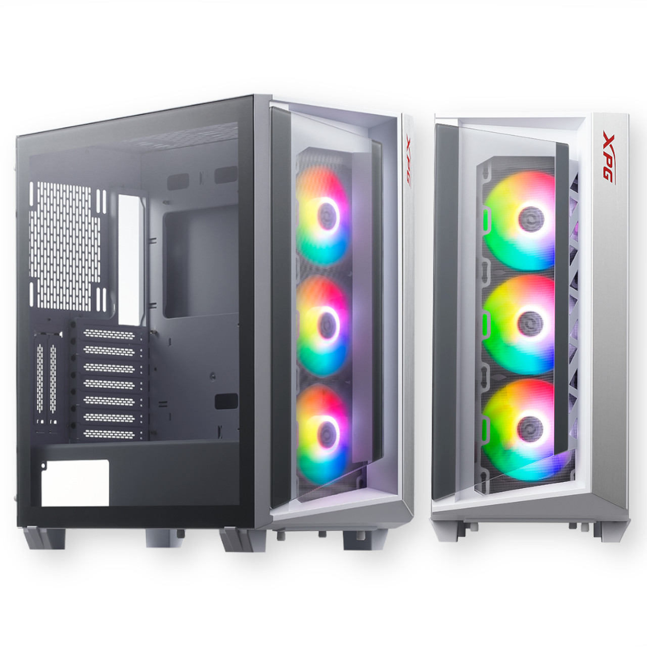 XPG Cruiser Mid-Tower White Aluminum Frame Tempered Glass Panel with  Removable Dust Filter PC Case Includes 3 ARGB Fans