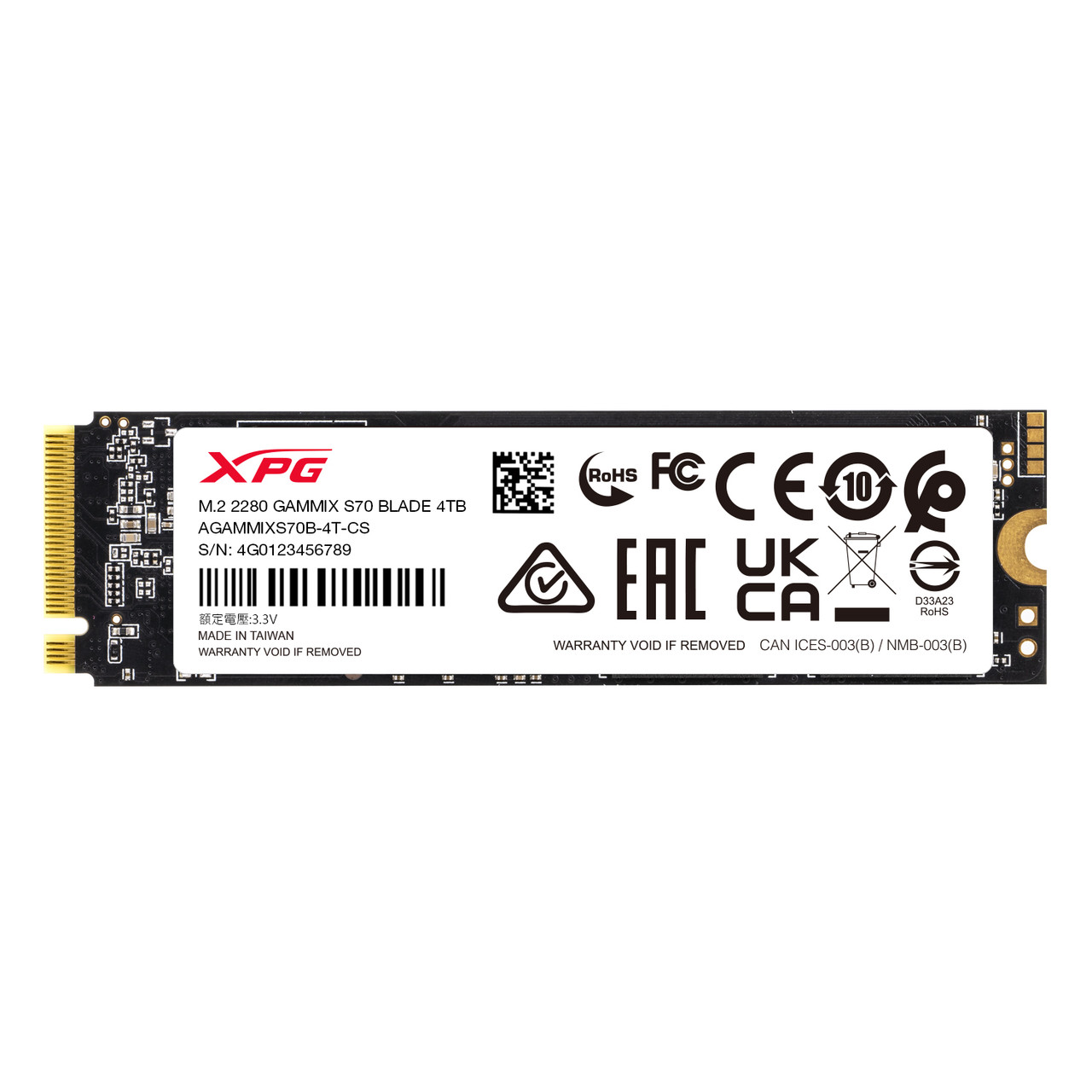 XPG GAMMIX S70 Blade: 4TB M.2 2280 NVMe 3D NAND PCIe Gen4 Gaming Internal  Solid State Drive | PS5 Compatible | Black SSD