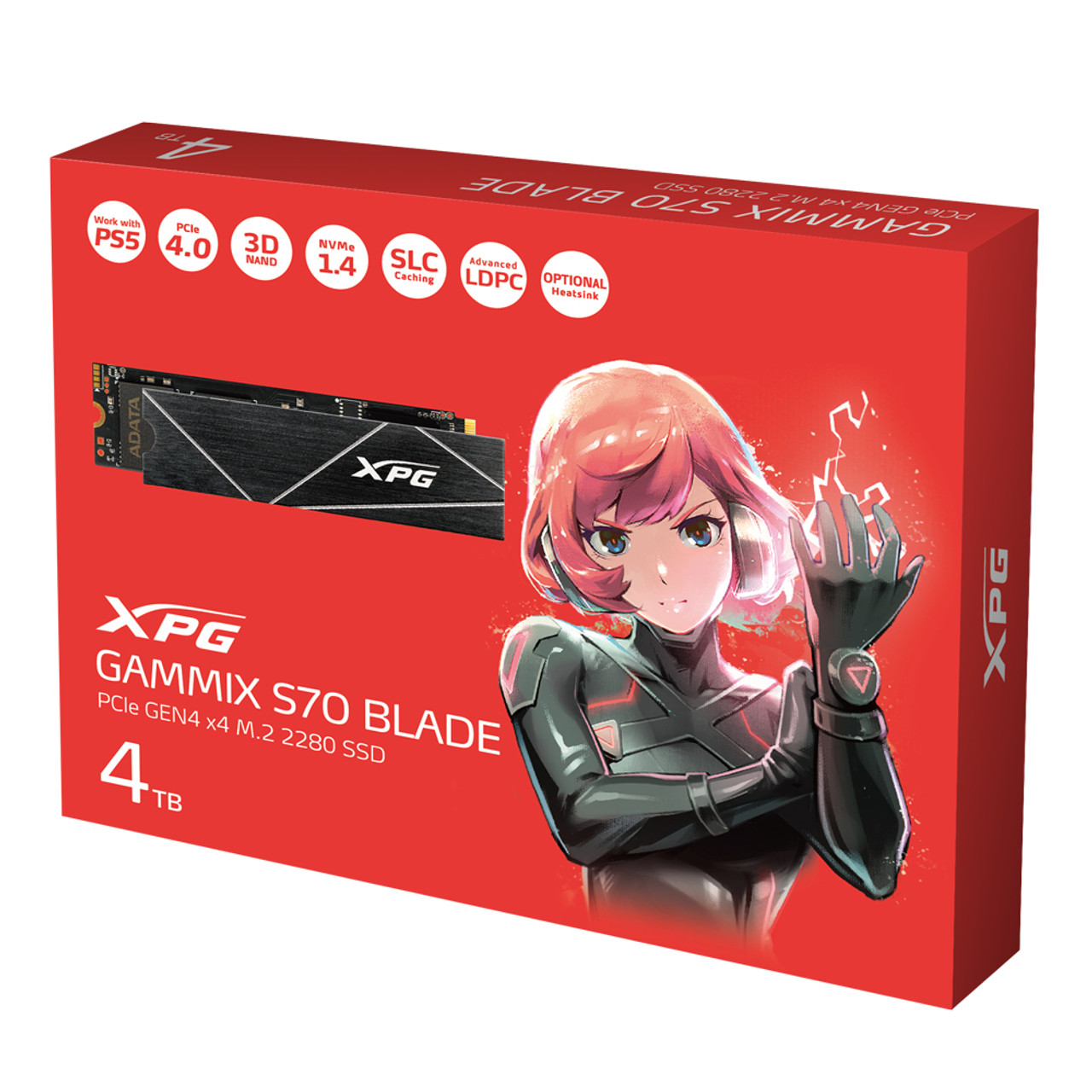 XPG GAMMIX S70 Blade: 4TB M.2 2280 NVMe 3D NAND PCIe Gen4 Gaming Internal  Solid State Drive | PS5 Compatible | Black SSD