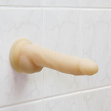 7 inch realistic dildo vibrator mounted on bathroom wall