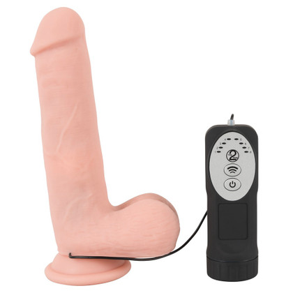 Realistic silicone penis shaped vibrator with a  remote control