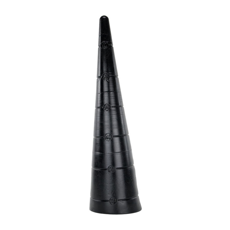 extreme huge cone shaped dildo in black